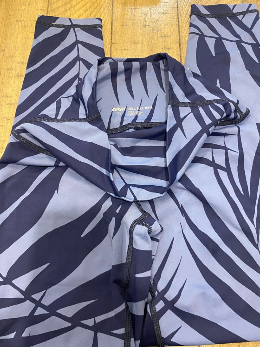 aerie Navy & Light Blue Palm-Print Leggings